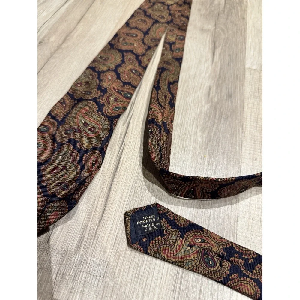 Country Britches Woven Navy/Gold/Red/Green Paisley Pointed Classic Men's Tie